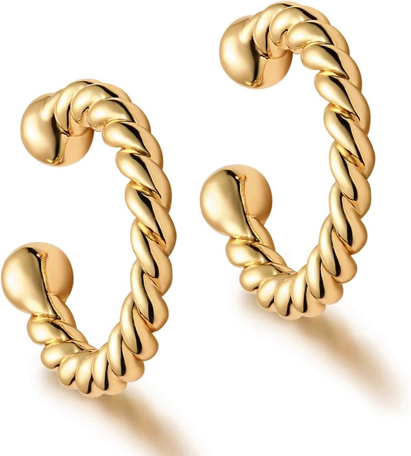 MYEARS Women Ear Cuff Earring Gold Non Pierced Ear Cartilage Clip on Wrap Hoop 14K Gold Filled Tiny Boho Beach Simple Minimalist Delicate Handmade Hypoallergenic Jewelry Gift-Sold as Single/Pair - Image 1